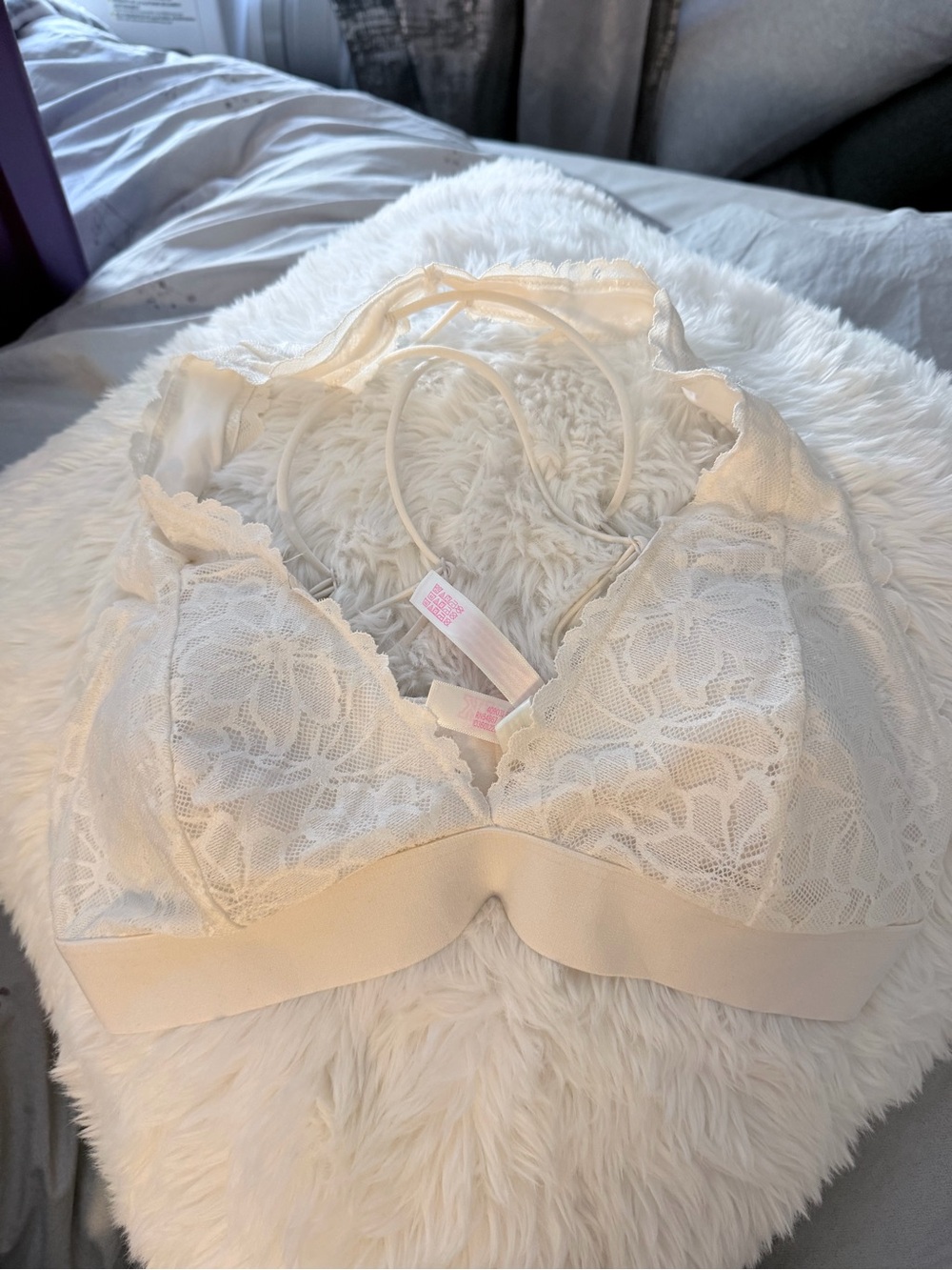 Victoria's Secret Lace Halter Bralette in white